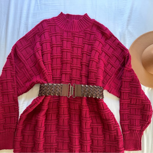 VINTAGE OVERSIZED PINK 1980S KNIT SWEATER XL - Picture 9 of 11